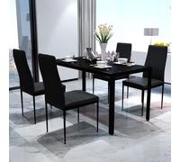Tidyard Conjunto de Mesa y sillas de Comedor 5 Piezas Negro