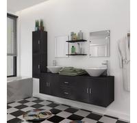 Tidyard Conjunto de Muebles de baño y Lavabo 9 Piezas Negro