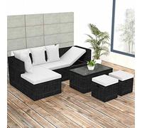 Tidyard Conjunto Muebles de Jardín de Ratán 12 Piezas,Sofa de Exterior para Jardín Terraza Patio,Cojines Extraíbles,Poli Ratán Negro