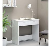 Tidyard Escritorio de Aglomerado Mesa de Escritorio Moderno con 2 Cajones Blanco 80x40x75 cm