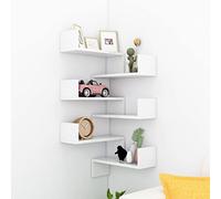 Tidyard Estante de Esquina de Pared 2 uds Estantería Esquinera Estantería Colgante CDs Libros Fotos Estantería Flotantes para Cocina Dormitorio Oficina Blanco Brillante 40x40x50cm
