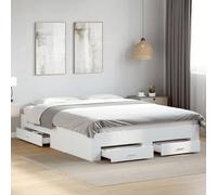 Tidyard Estructura Cama con cajones Madera ingeniería Blanca 160x200 cm