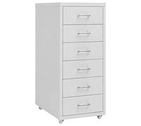 Tidyard Gabinete de Archivos Móvil Armario archivador móvil Metal Cómoda Armario Archivador Móvil para Oficina Cajonera 6 Cajones con Ruedas Gris 28x41x69 cm