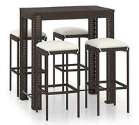 Tidyard Juego de Bar de Jardín Elegante con Mesa Cuadrada y Taburetes de Ratan PE para Exterior