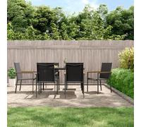 Tidyard Juego de Comedor de Jardín con Mesa de Vidrio Templado y Sillas de Textilene - para Exterior, Resistente a UV y Moho, Capacidad Máxima 110 kg Modelo YFXXPDGRX-3187036ES