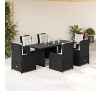 Tidyard Juego de Comedor de Jardín con Sillones Reclinables y Mesa de Vidrio Templado - Ratan PE Negro Modelo YFXXPDGRX-3262777ES