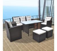 Tidyard Juego de Comedor de Jardín de Rattan 7 Piezas - Diseño Elegante, Impermeable, Fácil Limpieza y Cómodo Modelo YFXZJ-42644ESGMRX