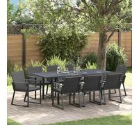 Tidyard Juego de Comedor de Jardín Moderno, 8 Asientos, Ratán Sintético, Negro, 180x80x74 cm, Extensible Modelo YFXXPDGRX-3378830ES