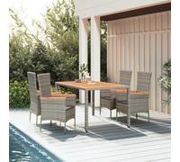 Tidyard Juego de Comedor de Jardín Moderno, Estructura de Acero, Ratán PE, Cojines Grises, para Exterior Modelo YFXXPDGRX-3157538ES