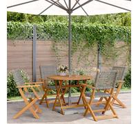 Tidyard Juego de Comedor de Jardín Plegable de Madera Maciza de Acacia y Rattan PE - Diseño Práctico y Resistente a la Intemperie Modelo YFXXPDGRX-3281815ES