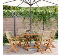 Tidyard Juego de Comedor de Jardín Plegable de Madera Maciza de Acacia y Rattan PE - Diseño Práctico y Estable para Exterior Modelo YFXXPDGRX-3281816ES