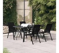Tidyard Juego de Comedor para jardín 5 Piezas Negro
