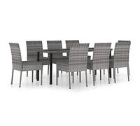 Tidyard Juego de Comedor para Jardín 9 piezas Mesa y Sillas para Patio Exterior Terraza Balcón Ratán Sintético Gris