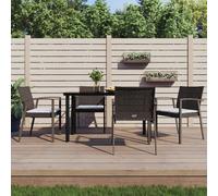 Tidyard Juego de Comedor para Jardín de 4 Piezas con Mesa de Vidrio Templado y Sillas de Ratán PE - Resistente a la Intemperie Modelo YFXXPDGRX-3186989ES