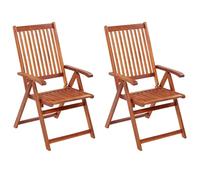 Tidyard Juego de 2 Sillas Plegables de Jardín Exterior con 5 Posiciones para Jardín Patio o Balcón,Madera de Acacia 57x69x111cm