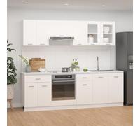 Tidyard Juego de Muebles de Cocina 8 Piezas Madera de ingeniería Blanco