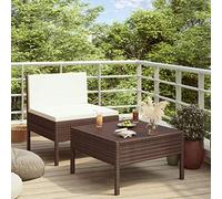 Tidyard - Juego de muebles de jardín, 2 piezas, con cojines de resina trenzada, color marrón, conjunto de muebles de jardín, sofá al aire libre, conjunto de muebles para balcón terraza estilo C