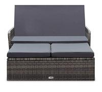 Tidyard Juego de muebles de jardín de 2 piezas con cojines, sofá de jardín, sofá de terraza con respaldo, conjunto de muebles de ratán, de polirratán gris