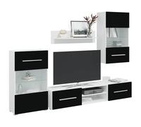 Tidyard Juego de Muebles de salón 5 Piezas con iluminación LED Negro