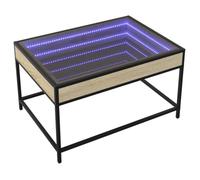 Tidyard - Mesa de café con LED Infinito roble Sonoma 70x50x41 cm, mesa auxiliar para el extremo de sofá, mesa de café de sala de estar, mesa central para sala de estar y oficina