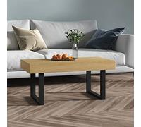 Tidyard Mesa de Centro Baja de Salón Auxiliar de Café MDF y Hierro Marrón Claro y Negro 90x45x40 cm