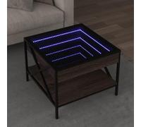 Tidyard - Mesa de centro con LED, Infinity roble marrón, 50 x 50 x 38 cm, mesa auxiliar para sofá con estantería, mesa de café de salón, mesa central para sala de estar y oficina