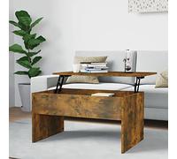Tidyard Mesa de Centro Elevable Mesa Auxiliar Mesa de Café Versátil con Almacenaje Madera Contrachapada Roble Ahumado 80x50,5x41,5 cm