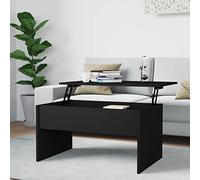Tidyard Mesa de Centro Elevable Mesa Auxiliar Mesa de Café Versátil con Almacenaje Madera Contrachapada Negro 80x50,5x41,5 cm
