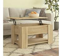Tidyard Mesa de Centro Elevable Mesa de Café Versátil con Almacenaje Mesa Auxiliar Mesita de Salón Comedor Madera Contrachapada Roble Sonoma 79x49x41 cm