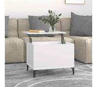 Tidyard Mesa de Centro Elevable y Extensible Mesa Cafe Elevable para Salón Comedor Mesita de Salón Mesa Auxiliar Ajustable Madera contrachapada Blanco 60x44,5x45 cm Patas de Metal