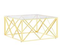 Tidyard Mesa de centro, mesa auxiliar, mesa de salón, mesa de café, mesa de café, mesa de té, mesa de cocina, mesa de comedor, 80 x 80 x 40 cm (ancho x profundidad x alto), acero inoxidable, cristal