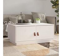 Tidyard Mesa de centro Mesa auxiliar Salón Mesa de salón Blanco 80x50x35 cm Madera maciza de pino