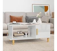 Tidyard Mesa de centro Mesa auxiliar Salón Mesa de salón Blanco Brillante 90x50x40 cm Madera de ingeniería