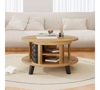 Tidyard Mesa de Centro Moderna con Almacenamiento Giratorio y Bandeja Doble, 85,2 x 80 x 4 cm Modelo YFXLYD-N621P172480N
