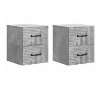 Tidyard Mesa de Noche Moderna Gris Hormigón con Cajones - Estilo y Almacenamiento, Uso Versátil, Montaje en Pared YFXGMZJ-898642ES