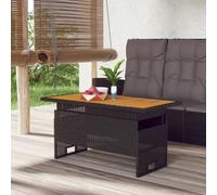 Tidyard Mesa jardín Negra 100x50x43/63 cm Madera Maciza Acacia y ratán