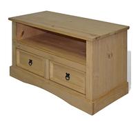 Tidyard Mesa para TV Mueble TV Salón Mesa Televisión Mueble Comedor con 2 Cajones y 1 Compartimento Estilo de Mexicano de Mobiliario Corona para Estar Salón Madera Maciza de Pino 91x43x56cm