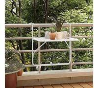 Tidyard Mesa Plegable de Balcón Mesa de Pared Mesa Auxiliar Mesa Colgante para Balcón Terraza Patio Barandilla Acero Blanco 60x40 cm