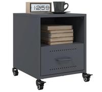 Tidyard Mesitas de noche - Juego de 2 unidades, color antracita, 36 x 39 x 43,5 cm, acero inoxidable, mesa auxiliar con compartimento y cajón con ruedas, armario lateral, punta de sofá, mesa de noche