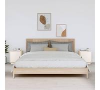 Tidyard Mesitas de noche Mesa auxiliar 2 unids blanco 40x34x45 cm Madera de pino macizo