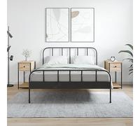 Tidyard Mesitas de noche Mesa auxiliar 2 unids roble Sonoma 30x60x60 cm Madera ingeniería