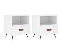 Tidyard - Mesitas de noche para adultos, mesa auxiliar de madera, patas de metal blanco, 40 x 35 x 47,5 cm, 2 unidades