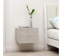 Tidyard Mesitas Noche Flotante Mesita de Noche de Pared con 2 Cajón Mesita Auxiliar para Sofá Dormitorio Sala de Estar Aglomerado Gris Hormigón 40x30x30 cm