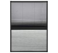 Tidyard Mosquitera plisada para ventana, mosquitera para techo, protección solar, protección contra mosquitos, protección solar, aluminio, con persiana, antracita y negro, 80 x 120 cm