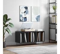 Tidyard Mueble de Salon,Mueble de TV,Mueble para Discos de Vinilo,Armarios para películas y CDs,Mesa Auxiliar Estanterías para CDs y DVDs,Soporte de almacenaje de Discos,Negro 100x38x48 cm 11#