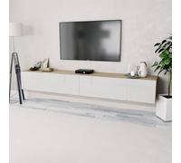 Tidyard Mueble de TV 2 Piezas Madera ingeniería Blanco Brillo y Roble