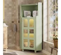 Tidyard Mueble Esquinero LED Verde con Estante y Vitrina - Protección Antihumedad y Diseño Espacioso Modelo YFXLYD-N656P350870G