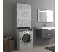 Tidyard Mueble para Lavadora y Baño, Estante para Inodoro, Superestructura Alto, Gris Hormigón 64x25,5x190 cm
