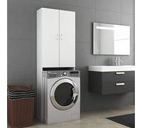 Tidyard Mueble para Lavadora y Baño, Estante para Inodoro, Superestructura para Lavadora, Blanco 64x25,5x190 cm