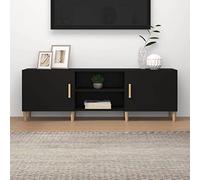 Tidyard - Mueble para TV con banco de TV, mueble de salón, color negro, 150 x 30 x 50 cm, madera de ingeniería